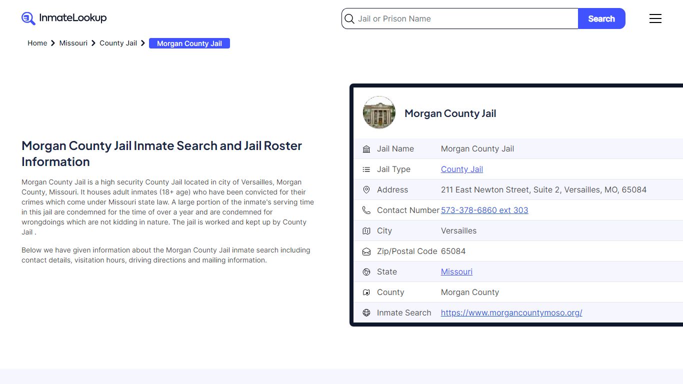 Morgan County Jail (MO) Inmate Search Missouri - Inmate Lookup